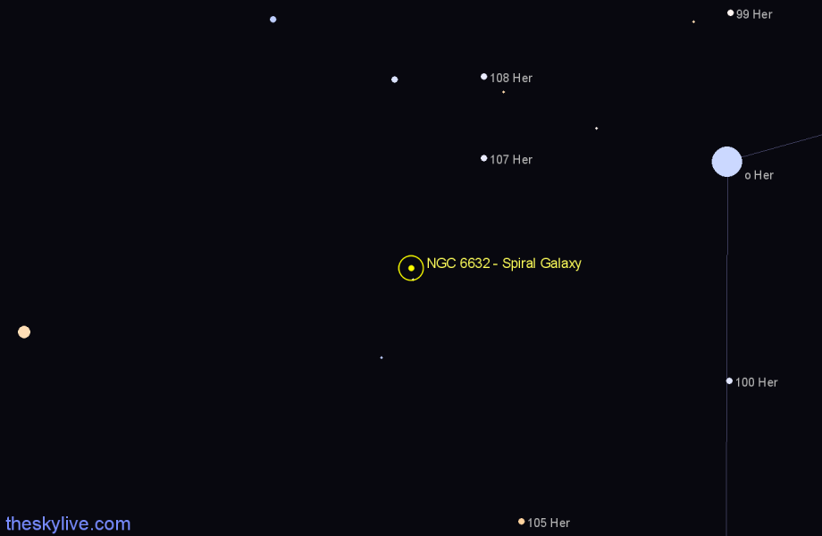 Finder chart NGC 6632 - Spiral Galaxy in Hercules star