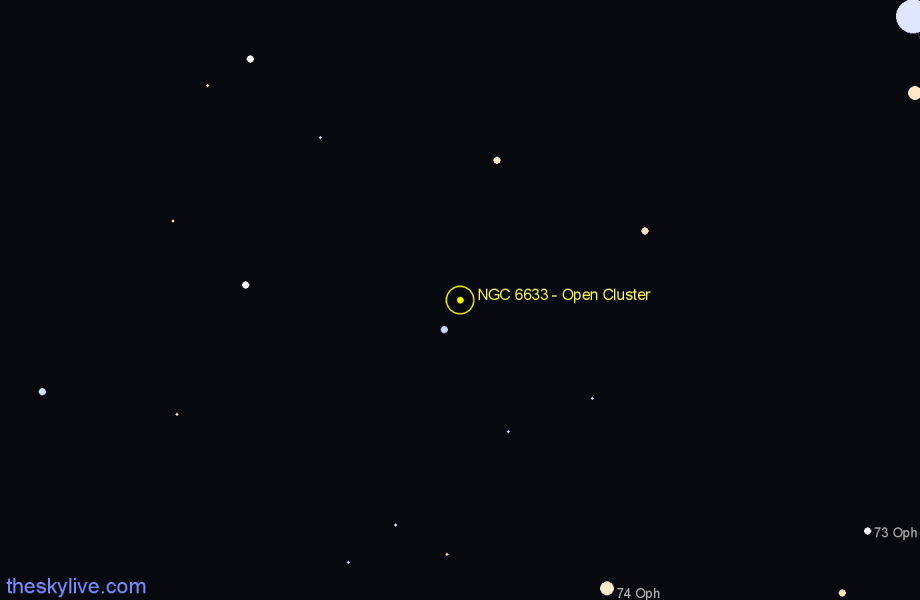 Finder chart NGC 6633 - Open Cluster in Ophiuchus star