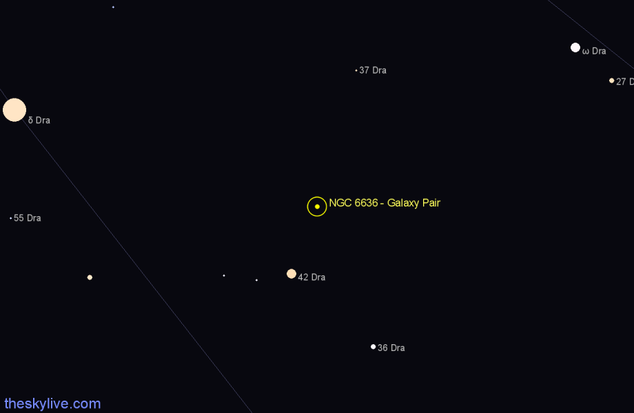 Finder chart NGC 6636 - Galaxy Pair in Draco star