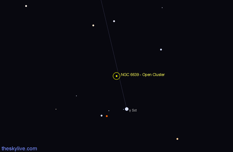 Finder chart NGC 6639 - Open Cluster in Scutum star