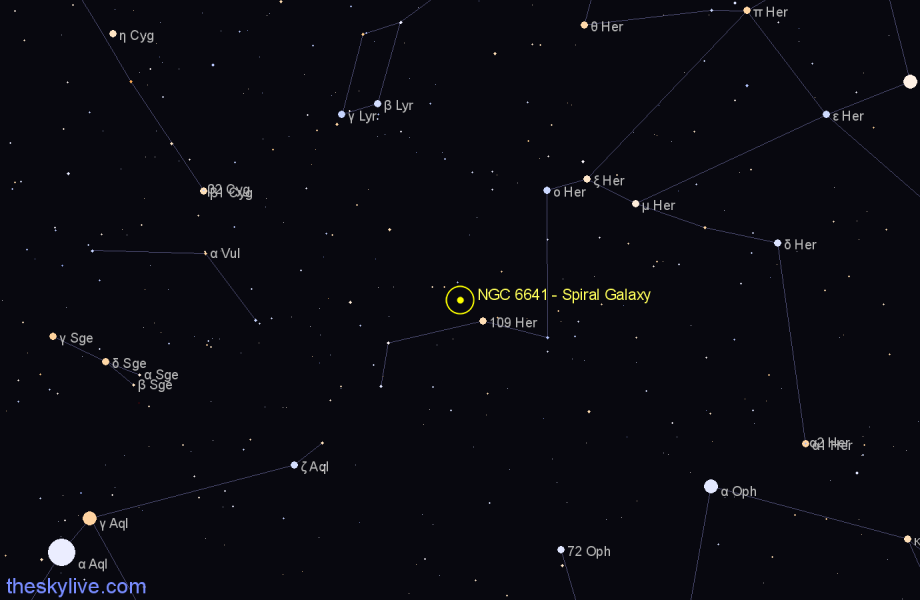 Finder chart NGC 6641 - Spiral Galaxy in Hercules star