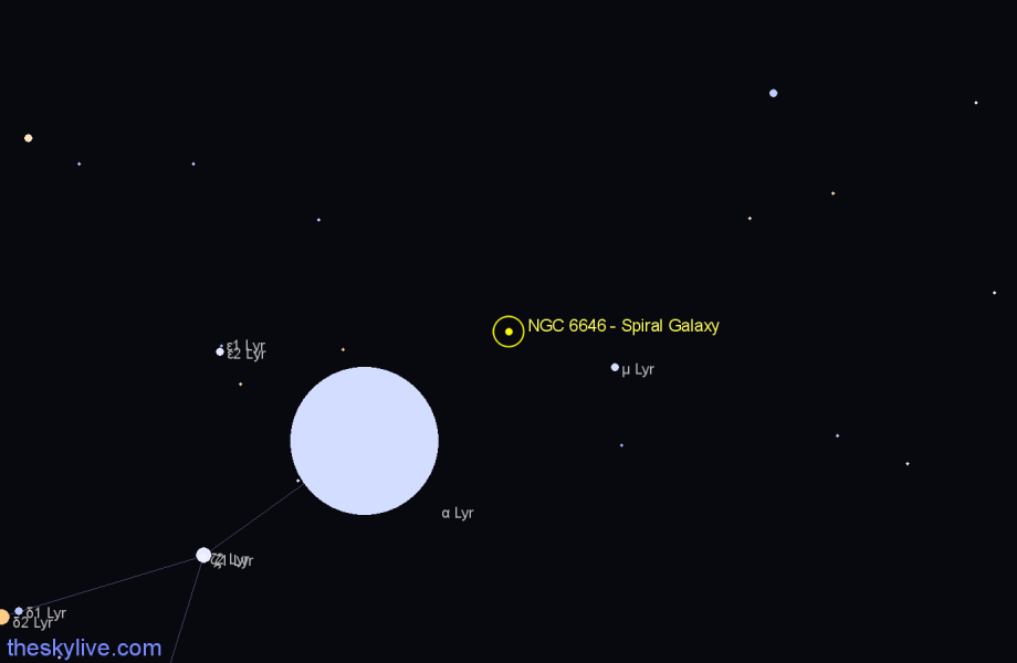 Finder chart NGC 6646 - Spiral Galaxy in Lyra star