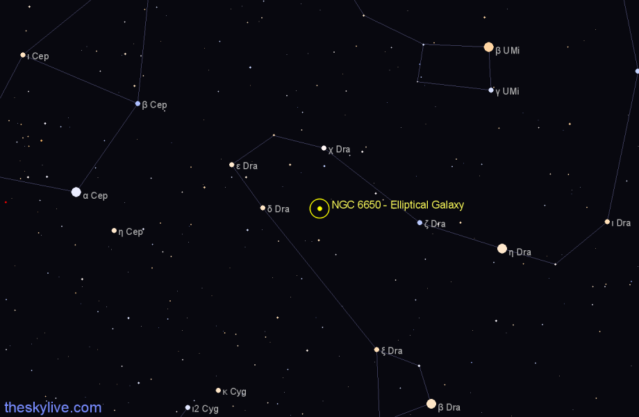 Finder chart NGC 6650 - Elliptical Galaxy in Draco star