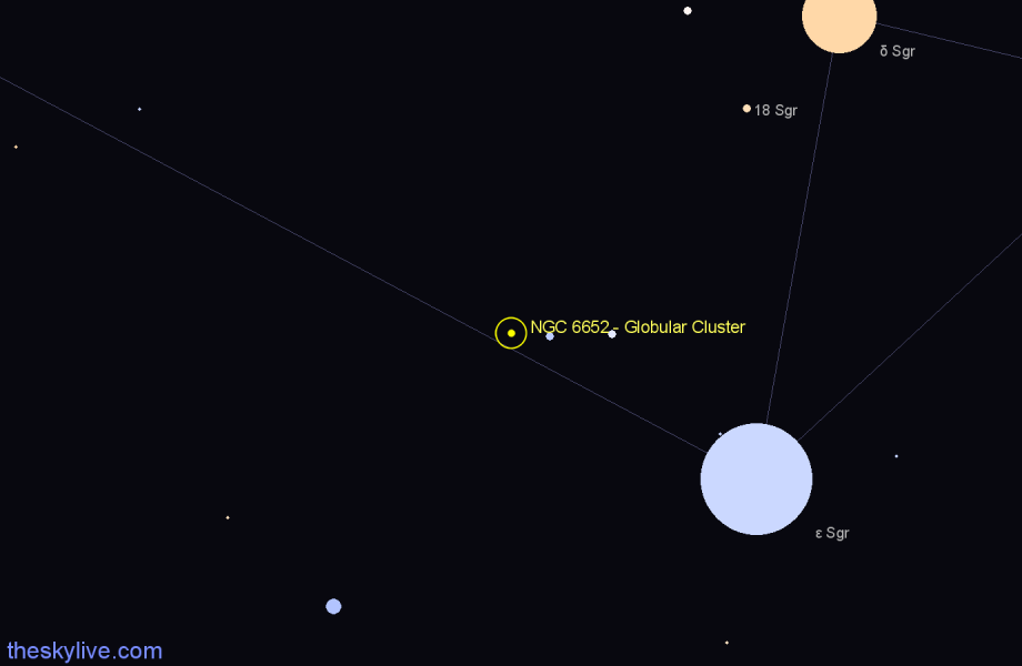 Finder chart NGC 6652 - Globular Cluster in Sagittarius star