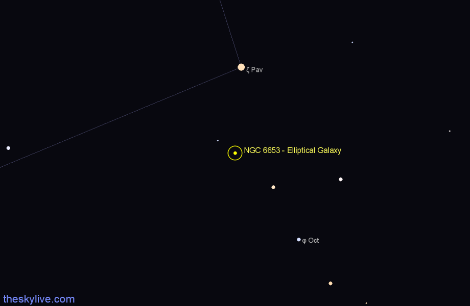 Finder chart NGC 6653 - Elliptical Galaxy in Pavo star