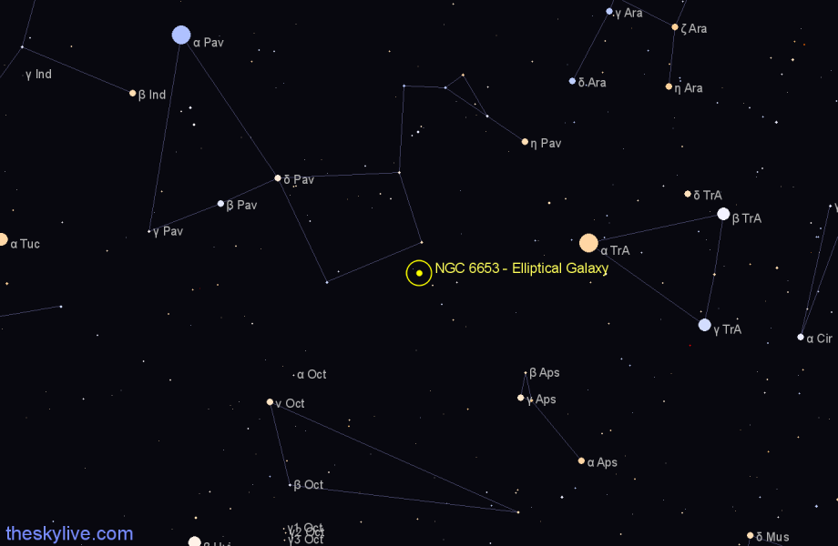 Finder chart NGC 6653 - Elliptical Galaxy in Pavo star