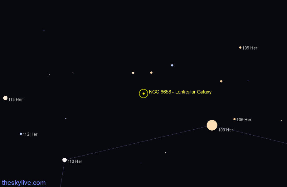 Finder chart NGC 6658 - Lenticular Galaxy in Hercules star