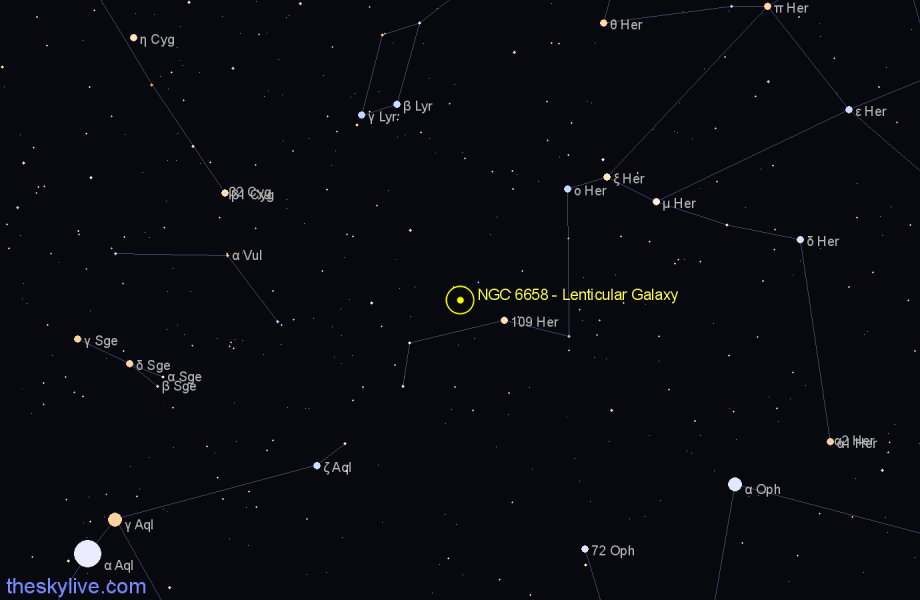 Finder chart NGC 6658 - Lenticular Galaxy in Hercules star