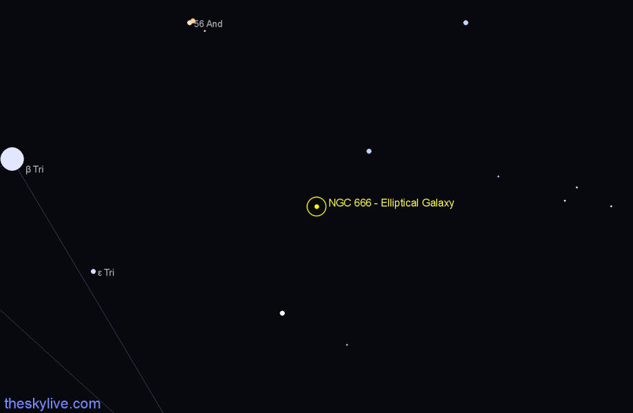 Finder chart NGC 666 - Elliptical Galaxy in Triangulum star