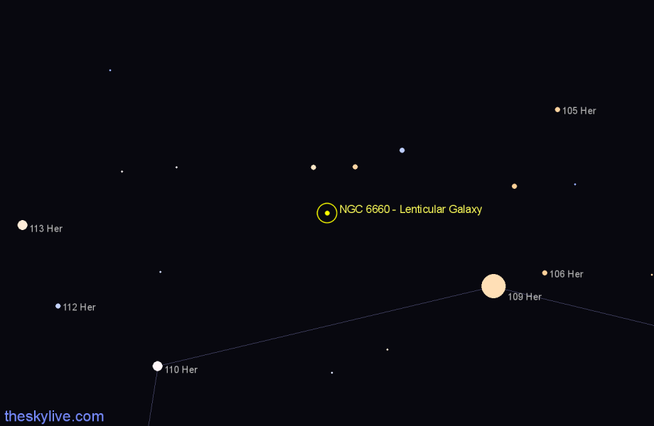 Finder chart NGC 6660 - Lenticular Galaxy in Hercules star