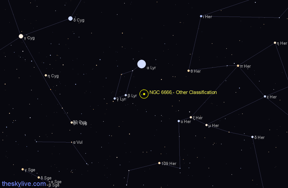 Finder chart NGC 6666 - Other Classification in Lyra star