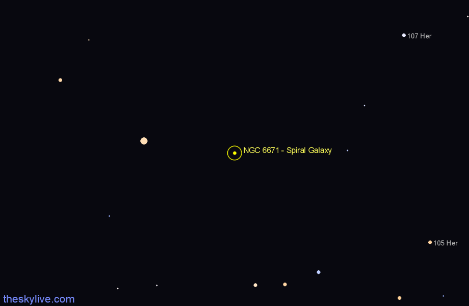 Finder chart NGC 6671 - Spiral Galaxy in Lyra star