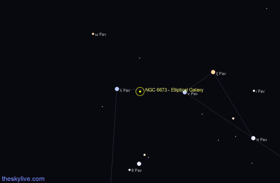 Finder chart NGC 6673 - Elliptical Galaxy in Pavo star