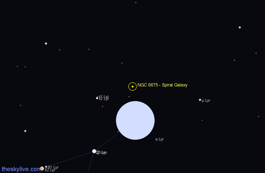 Finder chart NGC 6675 - Spiral Galaxy in Lyra star