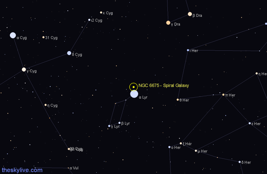 Finder chart NGC 6675 - Spiral Galaxy in Lyra star