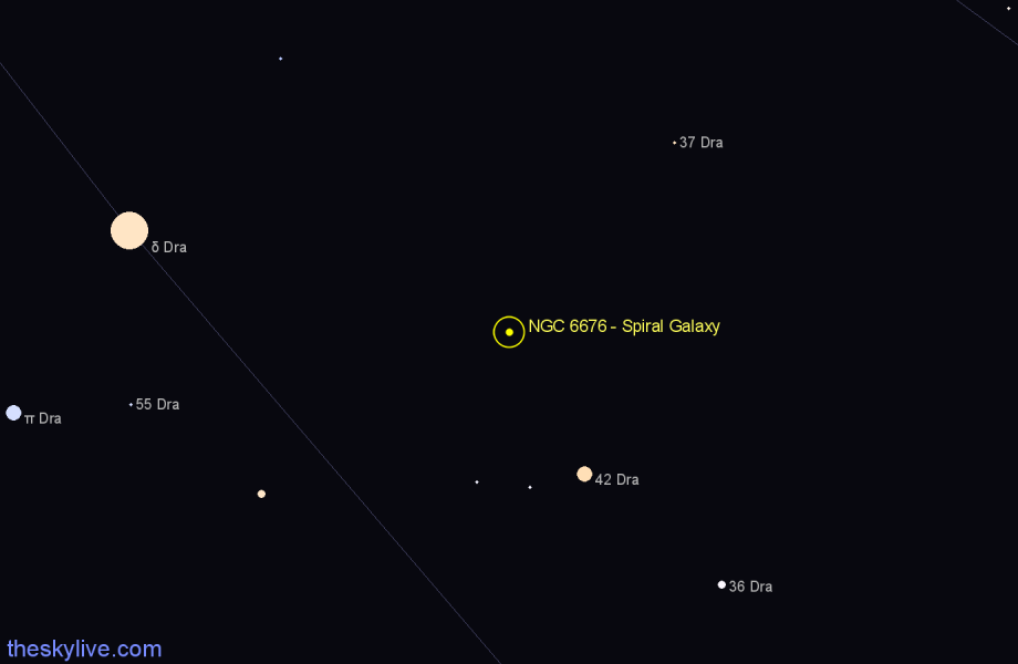 Finder chart NGC 6676 - Spiral Galaxy in Draco star