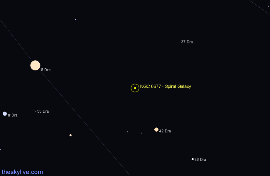 Finder chart NGC 6677 - Spiral Galaxy in Draco star