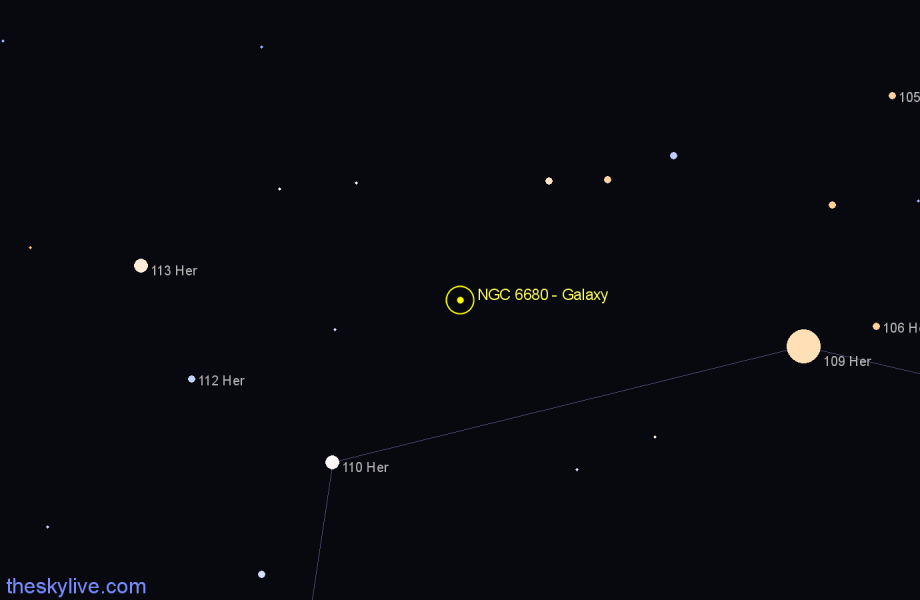 Finder chart NGC 6680 - Galaxy in Hercules star