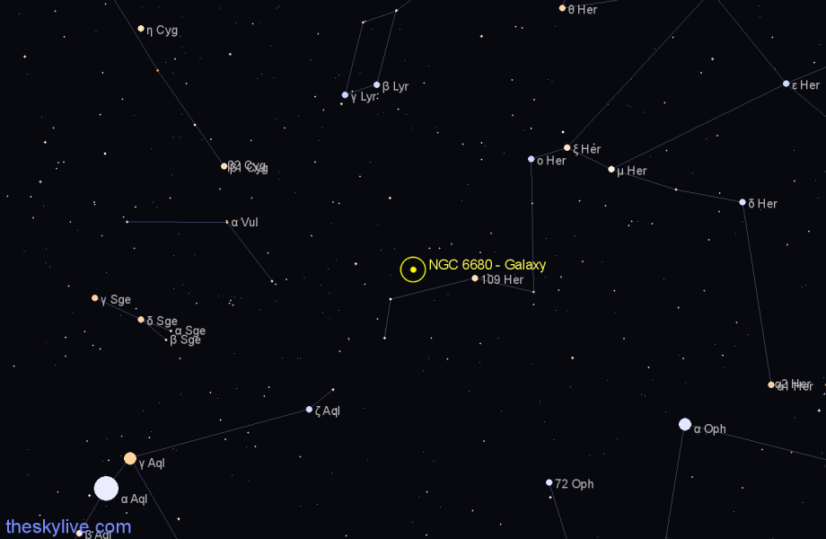 Finder chart NGC 6680 - Galaxy in Hercules star