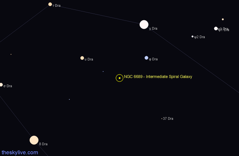 Finder chart NGC 6689 - Intermediate Spiral Galaxy in Draco star