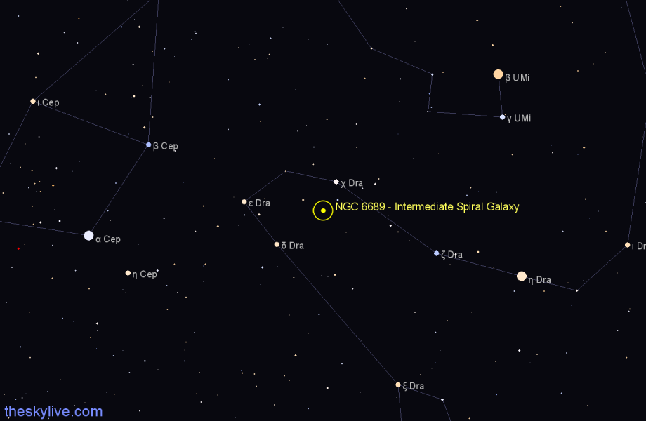 Finder chart NGC 6689 - Intermediate Spiral Galaxy in Draco star