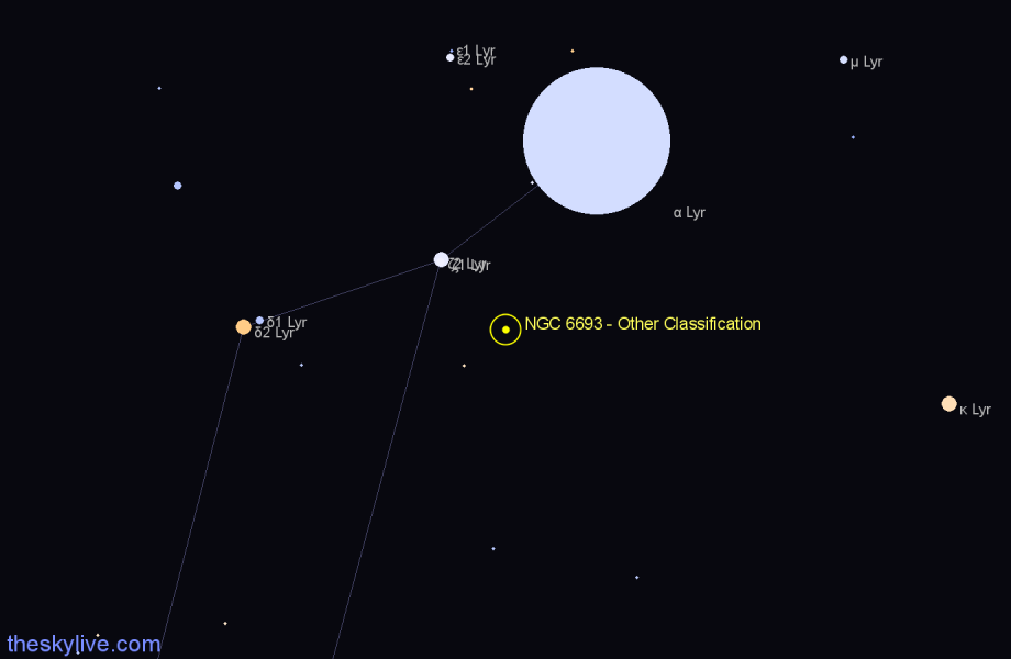 Finder chart NGC 6693 - Other Classification in Lyra star