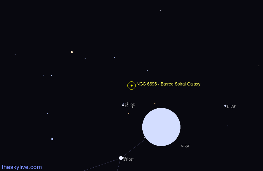 Finder chart NGC 6695 - Barred Spiral Galaxy in Lyra star