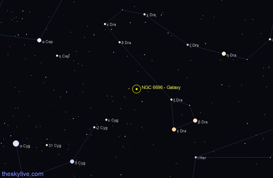 Finder chart NGC 6696 - Galaxy in Draco star