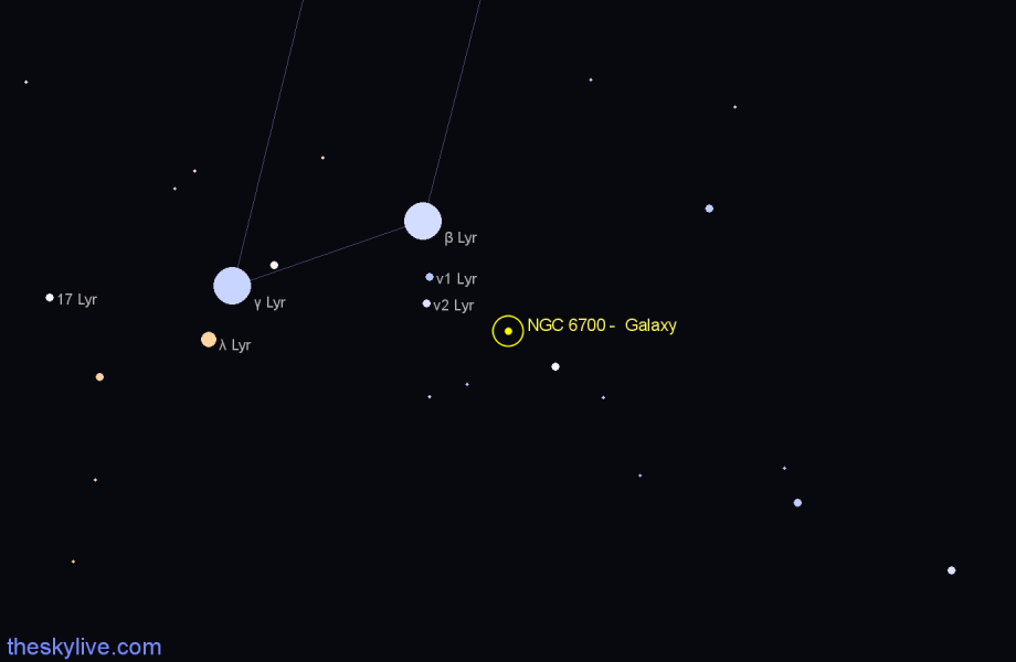 Finder chart NGC 6700 -  Galaxy in Lyra star