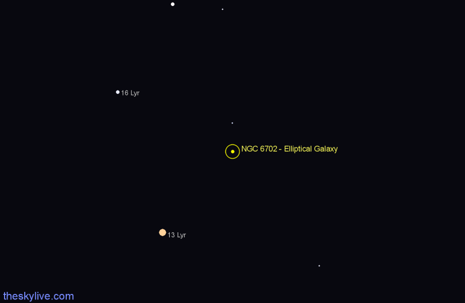 Finder chart NGC 6702 - Elliptical Galaxy in Lyra star