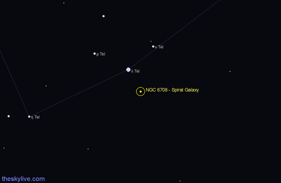 Finder chart NGC 6708 - Spiral Galaxy in Telescopium star