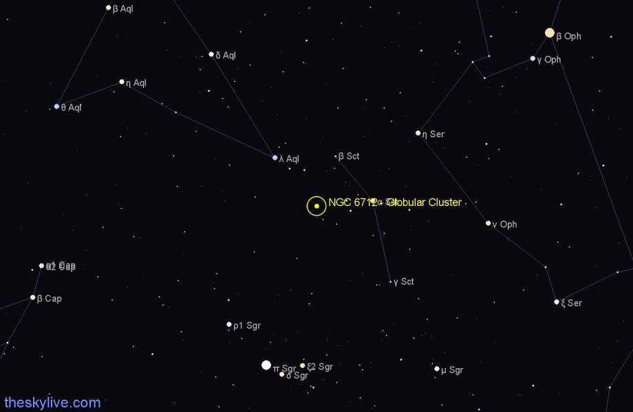 Finder chart NGC 6712 - Globular Cluster in Scutum star