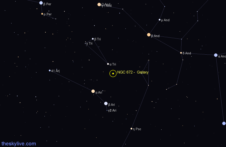 Finder chart NGC 672 -  Galaxy in Triangulum star