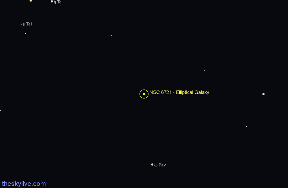 Finder chart NGC 6721 - Elliptical Galaxy in Pavo star