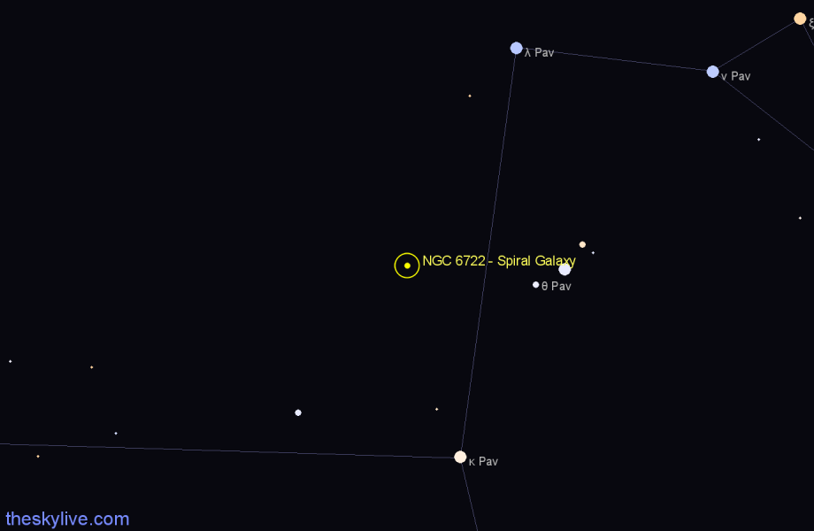 Finder chart NGC 6722 - Spiral Galaxy in Pavo star