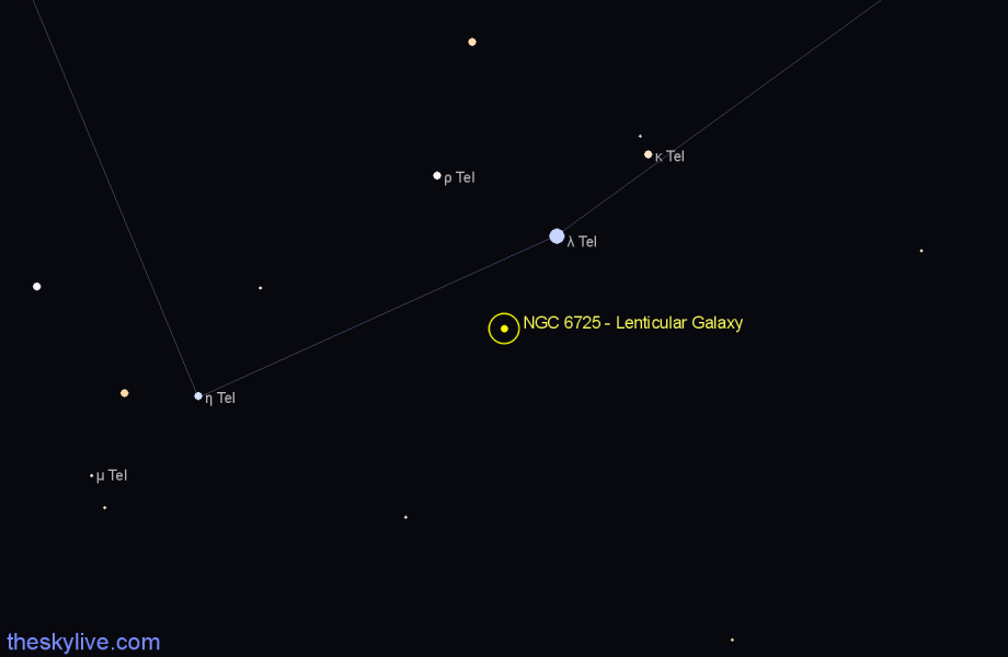 Finder chart NGC 6725 - Lenticular Galaxy in Telescopium star