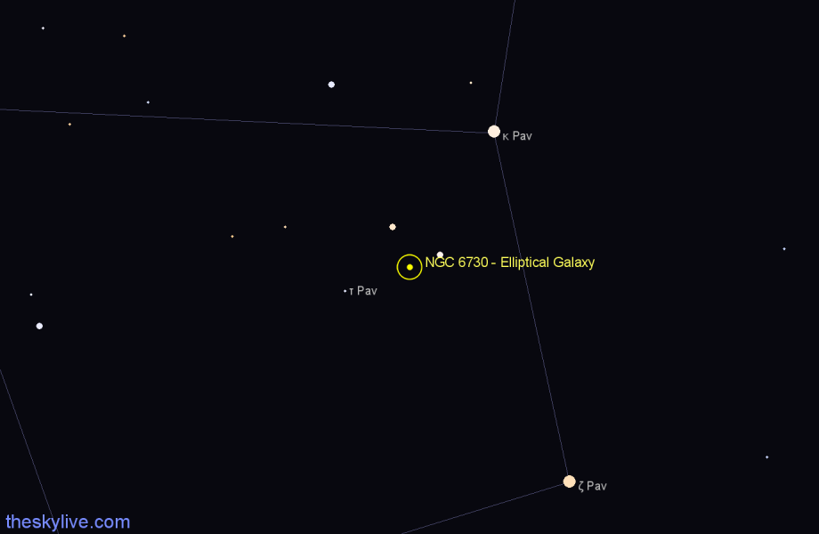 Finder chart NGC 6730 - Elliptical Galaxy in Pavo star