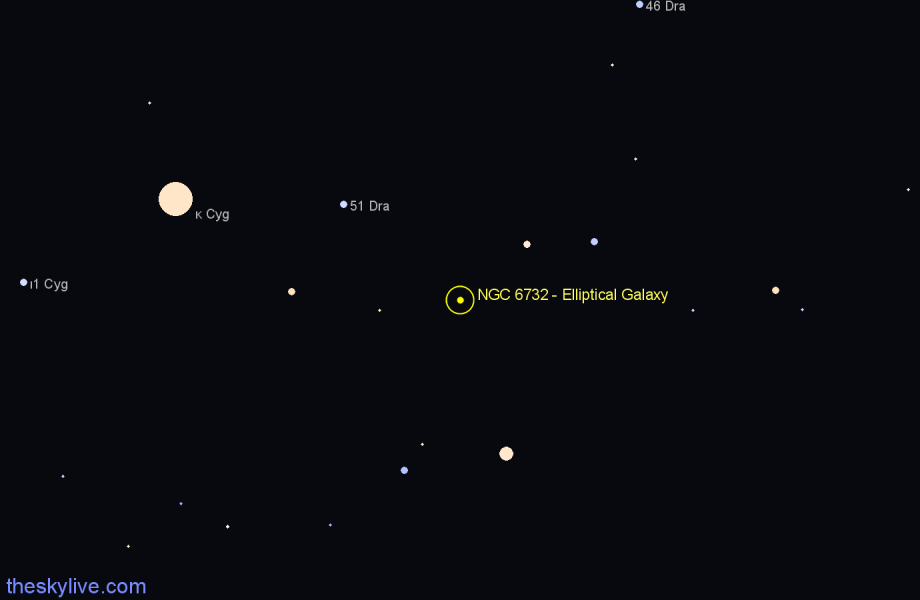 Finder chart NGC 6732 - Elliptical Galaxy in Draco star