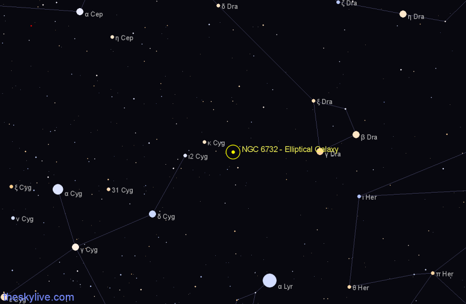 Finder chart NGC 6732 - Elliptical Galaxy in Draco star