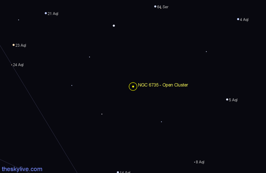 Finder chart NGC 6735 - Open Cluster in Aquila star