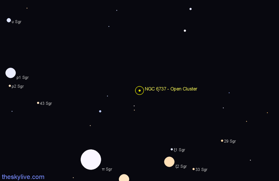 Finder chart NGC 6737 - Open Cluster in Sagittarius star