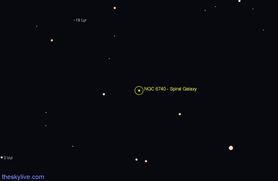 Finder chart NGC 6740 - Spiral Galaxy in Lyra star