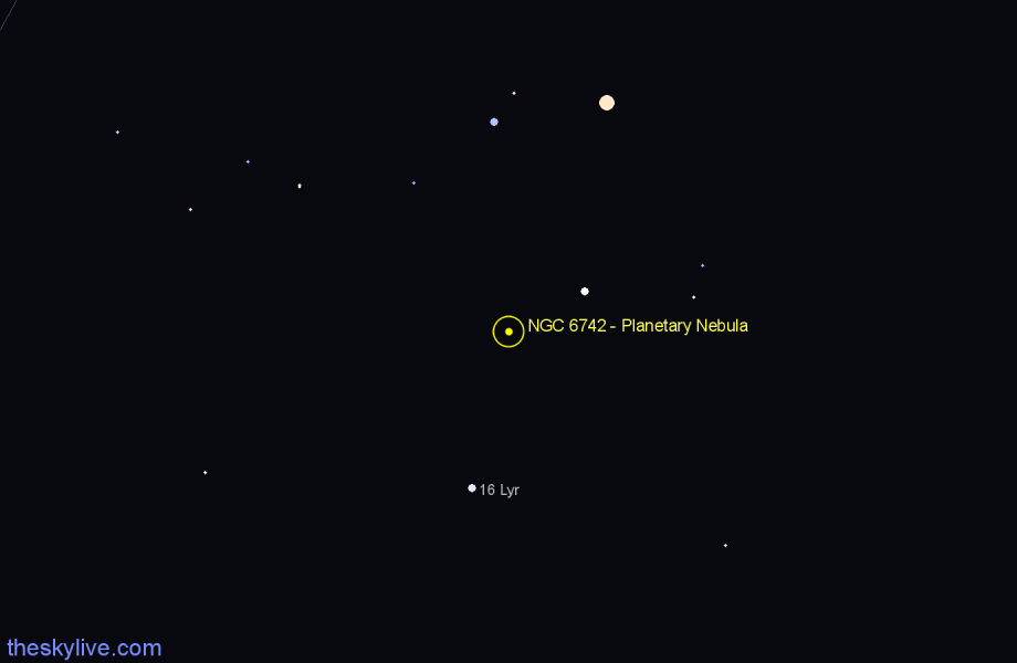 Finder chart NGC 6742 - Planetary Nebula in Draco star