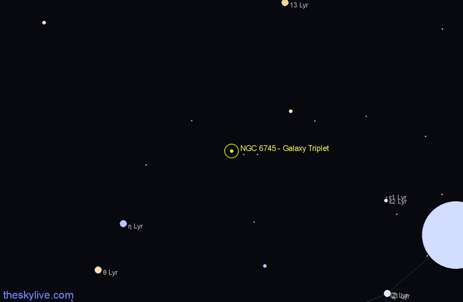 Finder chart NGC 6745 - Galaxy Triplet in Lyra star