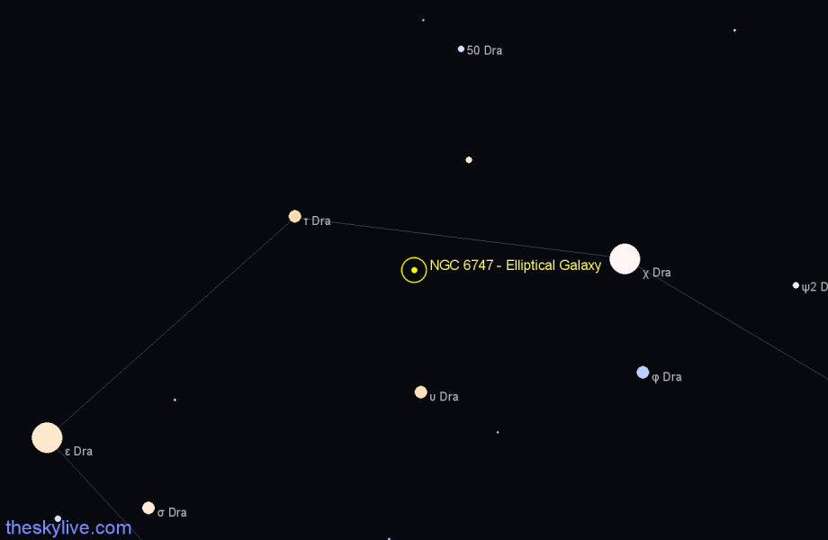 Finder chart NGC 6747 - Elliptical Galaxy in Draco star