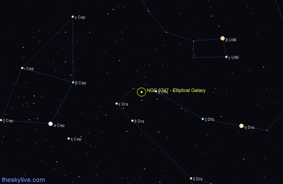 Finder chart NGC 6747 - Elliptical Galaxy in Draco star