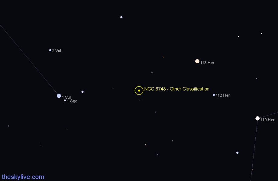 Finder chart NGC 6748 - Other Classification in Vulpecula star