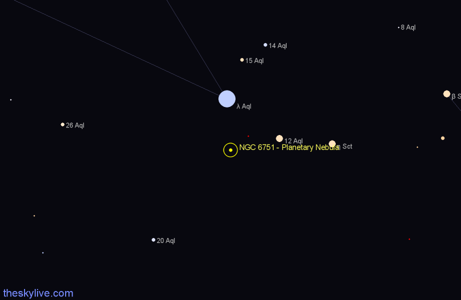 Finder chart NGC 6751 - Planetary Nebula in Aquila star