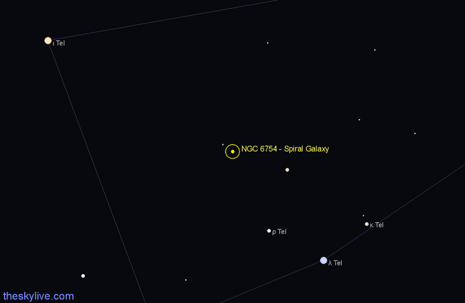 Finder chart NGC 6754 - Spiral Galaxy in Telescopium star