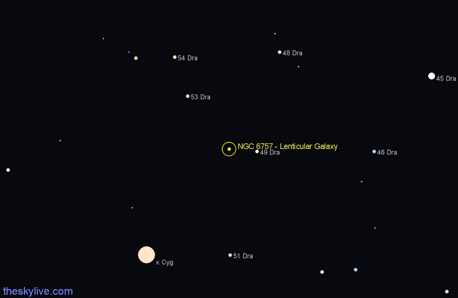 Finder chart NGC 6757 - Lenticular Galaxy in Draco star